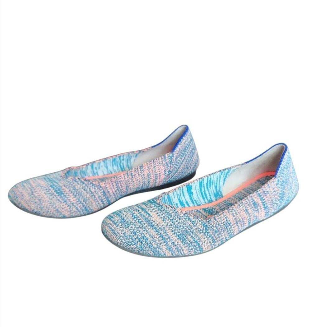 Rothys The Flat Women's Size 8 Turquoise Melange Round Toe Flat Slip On Shoes
